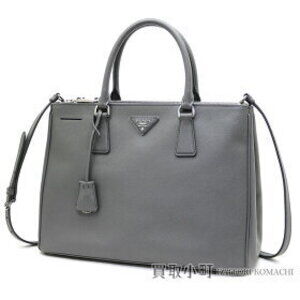 Prada Galleria Bag Saffiano Gray Calfskin Triangle Logo Tote Handbag